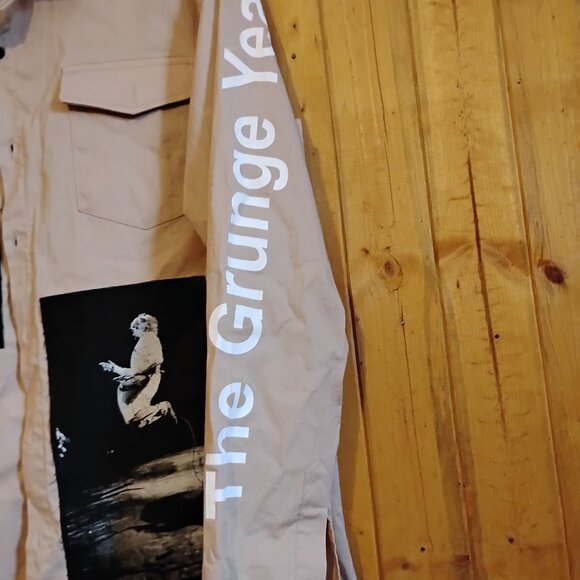 Vintage Cream Nirvana Kurt Cobain Button Up Long Sleeve Shirt XL Open Grunge - Picture 4 of 9